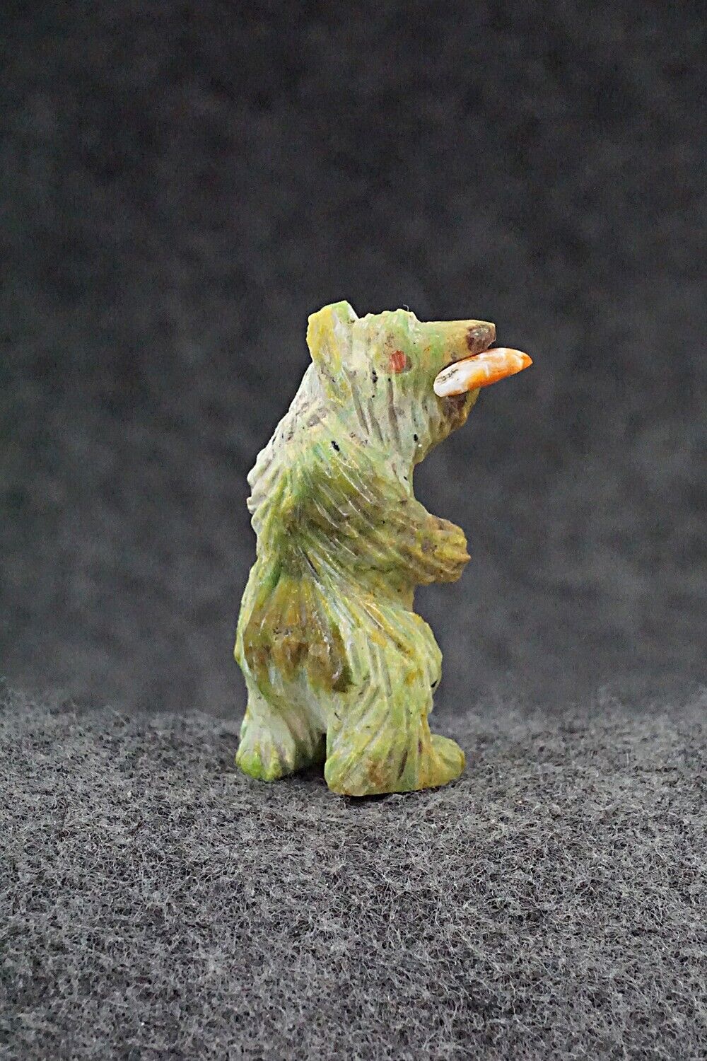 Bear with Fish Zuni Fetish Carving - Andres Quandelacy
