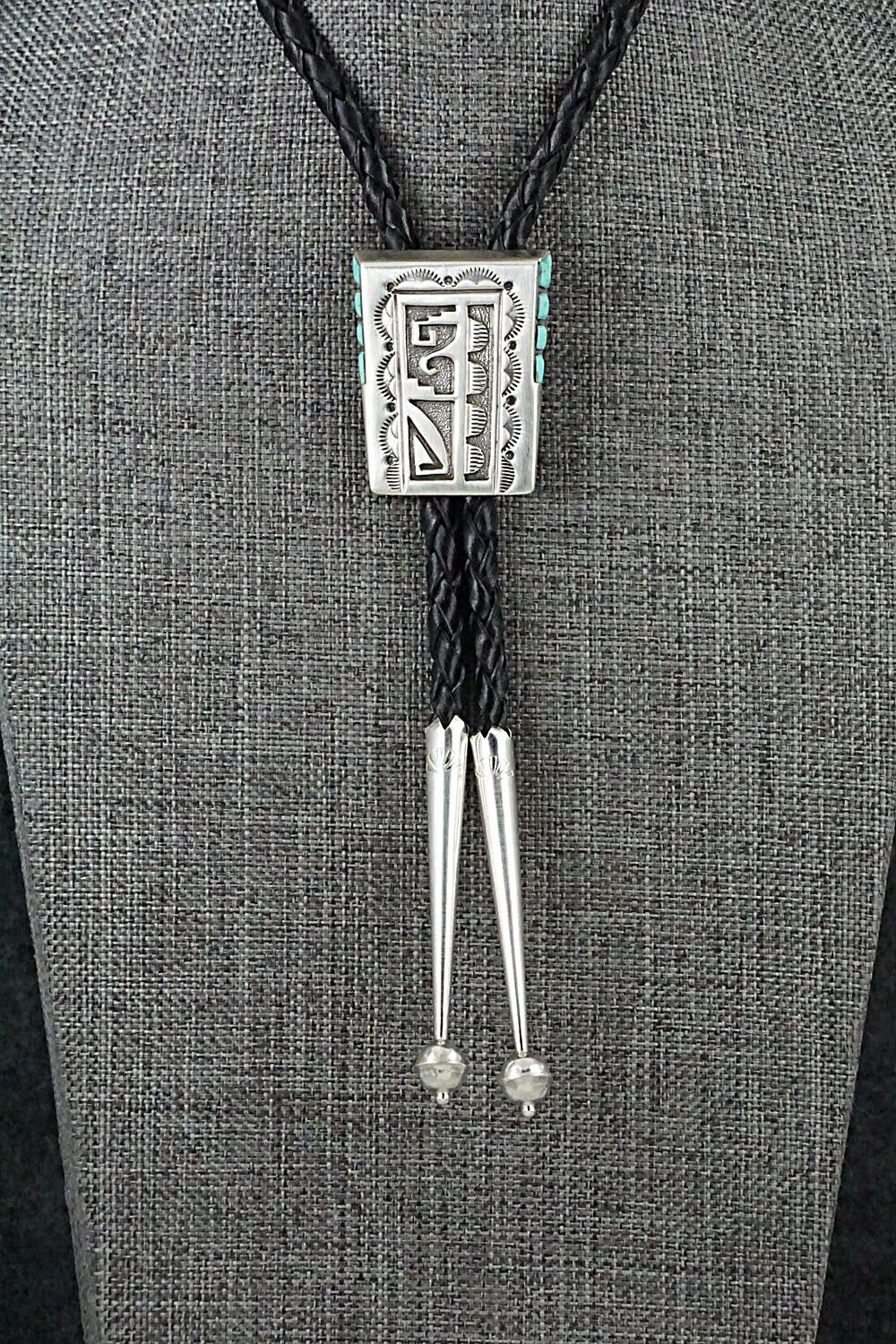 Turquoise & Sterling Silver Bolo Tie - Leonard Jim