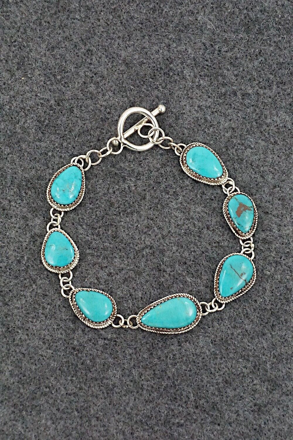 Turquoise & Sterling Silver Link Bracelet - Ernest Hawthorne