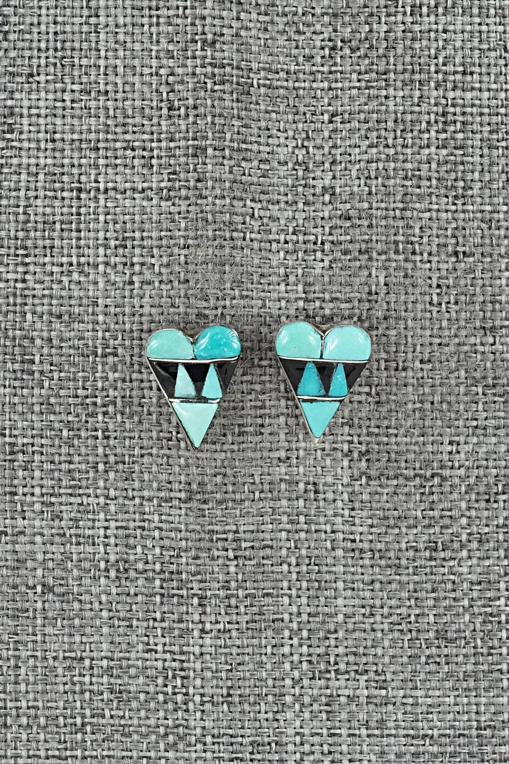 Turquoise, Onyx & Sterling Silver Earrings - Carol Vacit