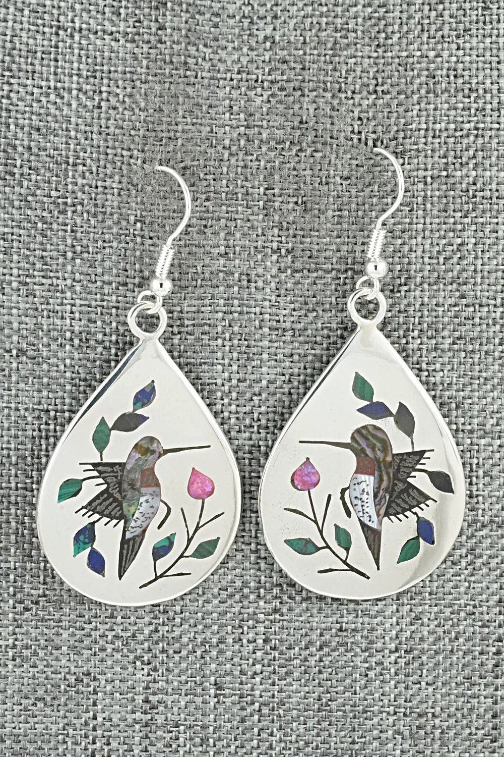 Multi-Stone Inlay & Sterling Silver Earrings - Raymond Boyd