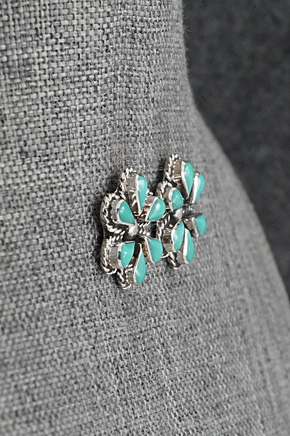 Turquoise & Sterling Silver Earrings - Carol Lateyice