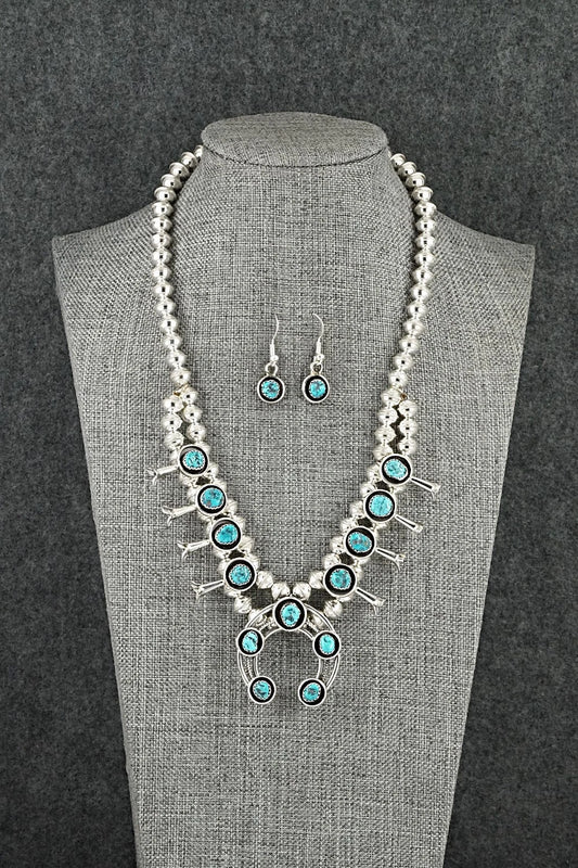 Turquoise & Sterling Silver Squash Blossom Set - Phil Garcia