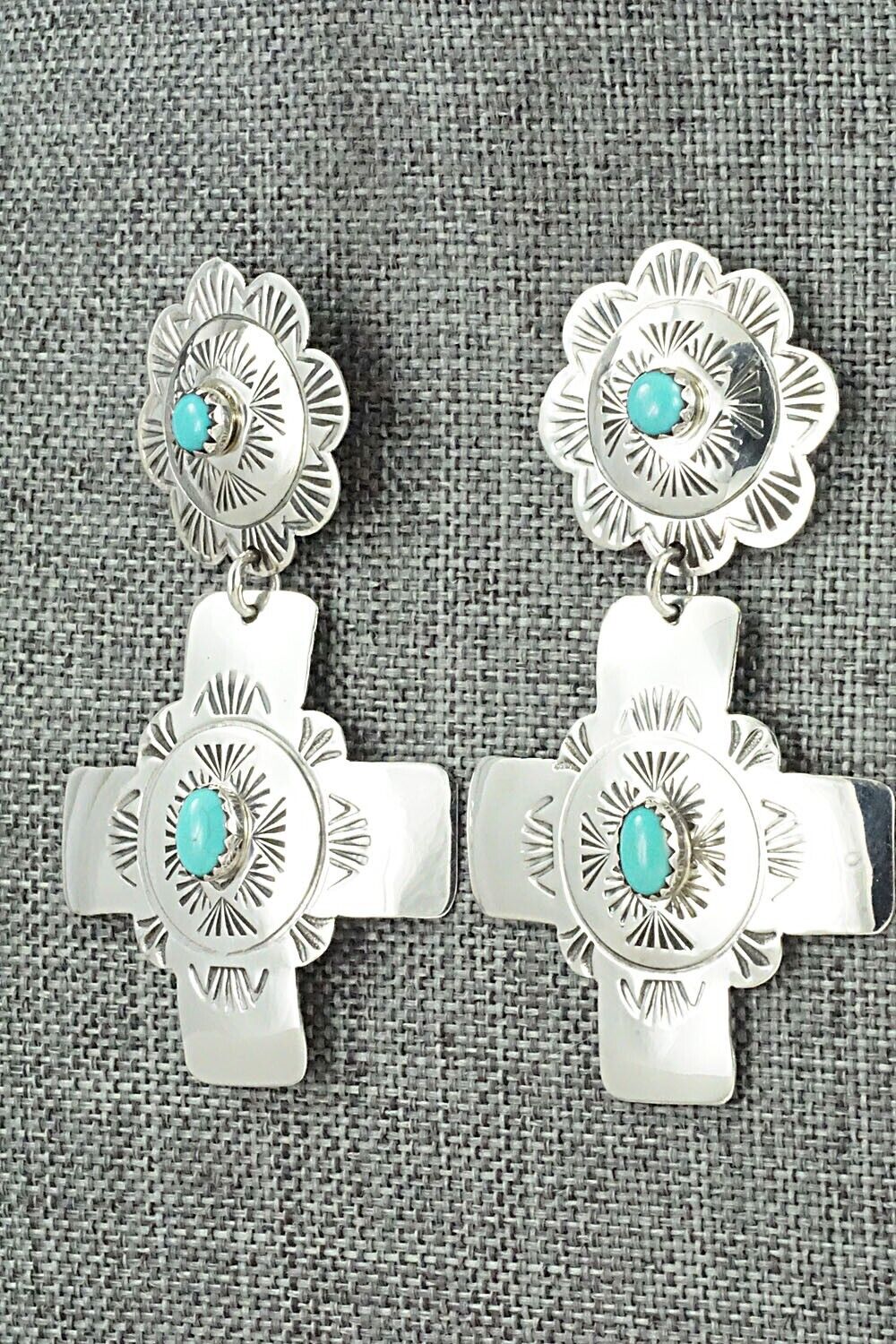 Turquoise and Sterling Silver Earrings - Bertha Begay