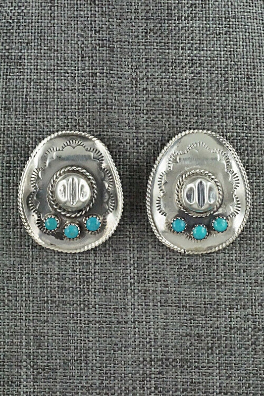 Turquoise & Sterling Silver Earrings - Bobby Platero