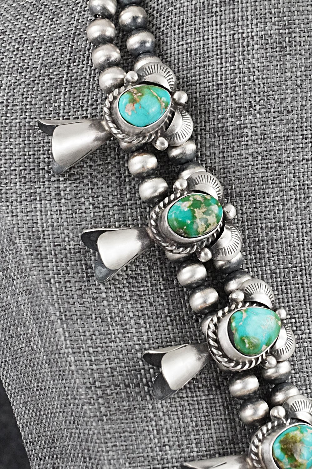 Turquoise & Sterling Silver Squash Blossom Set - Vernon Johnson