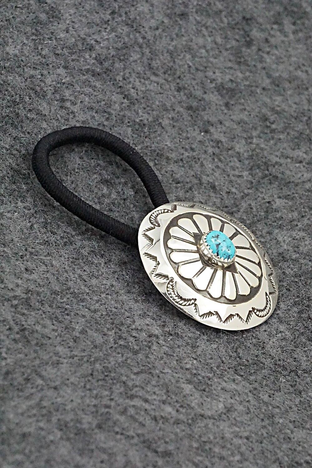 Turquoise & Sterling Silver Hair Tie - Jolene Begay