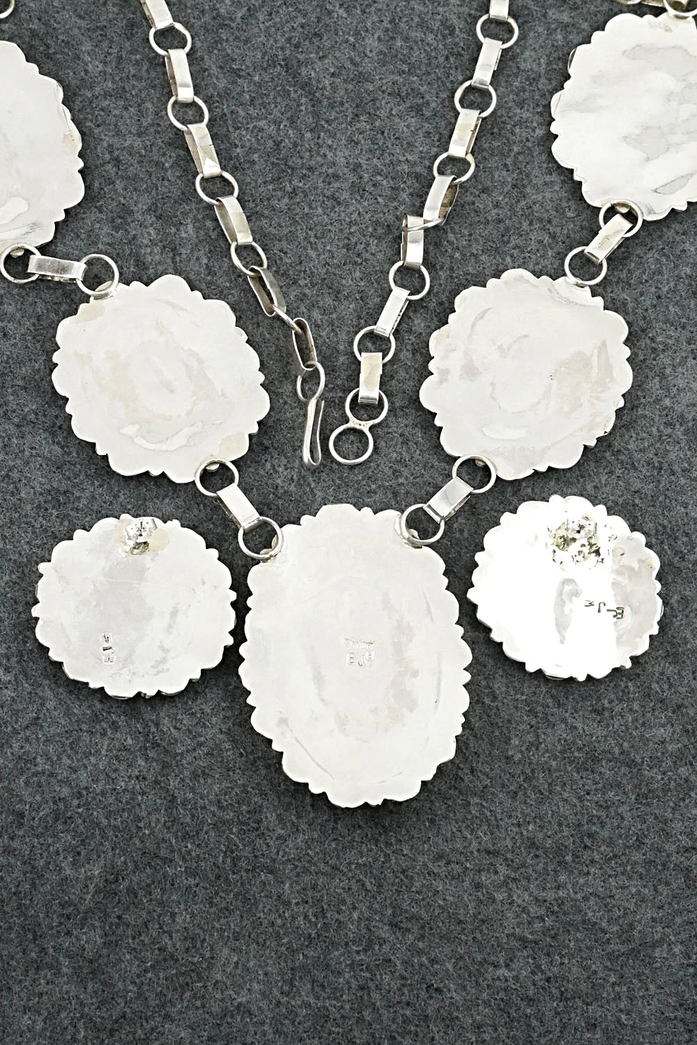 Coral & Sterling Silver Necklace and Earrings Set - Eunice Wilson