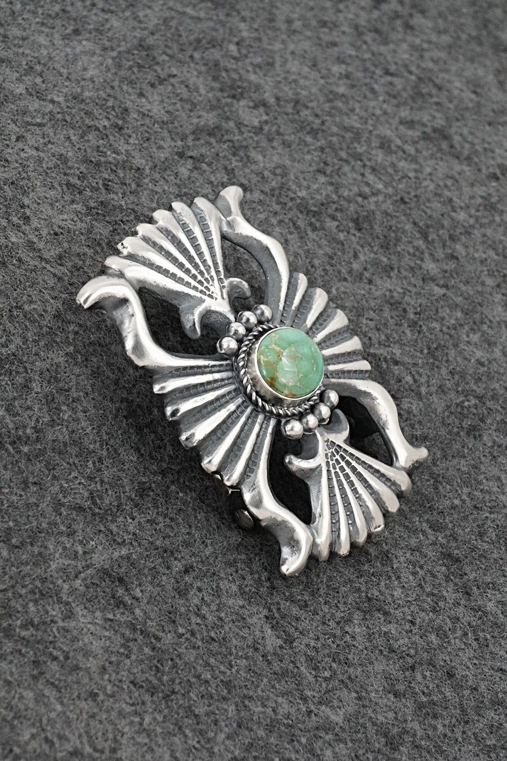 Turquoise & Sterling Silver Belt Buckle - Harrison Bitsue