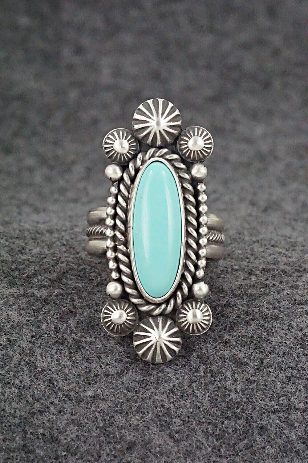 Turquoise & Sterling Silver Ring - Michael Calladitto - Size 8.5
