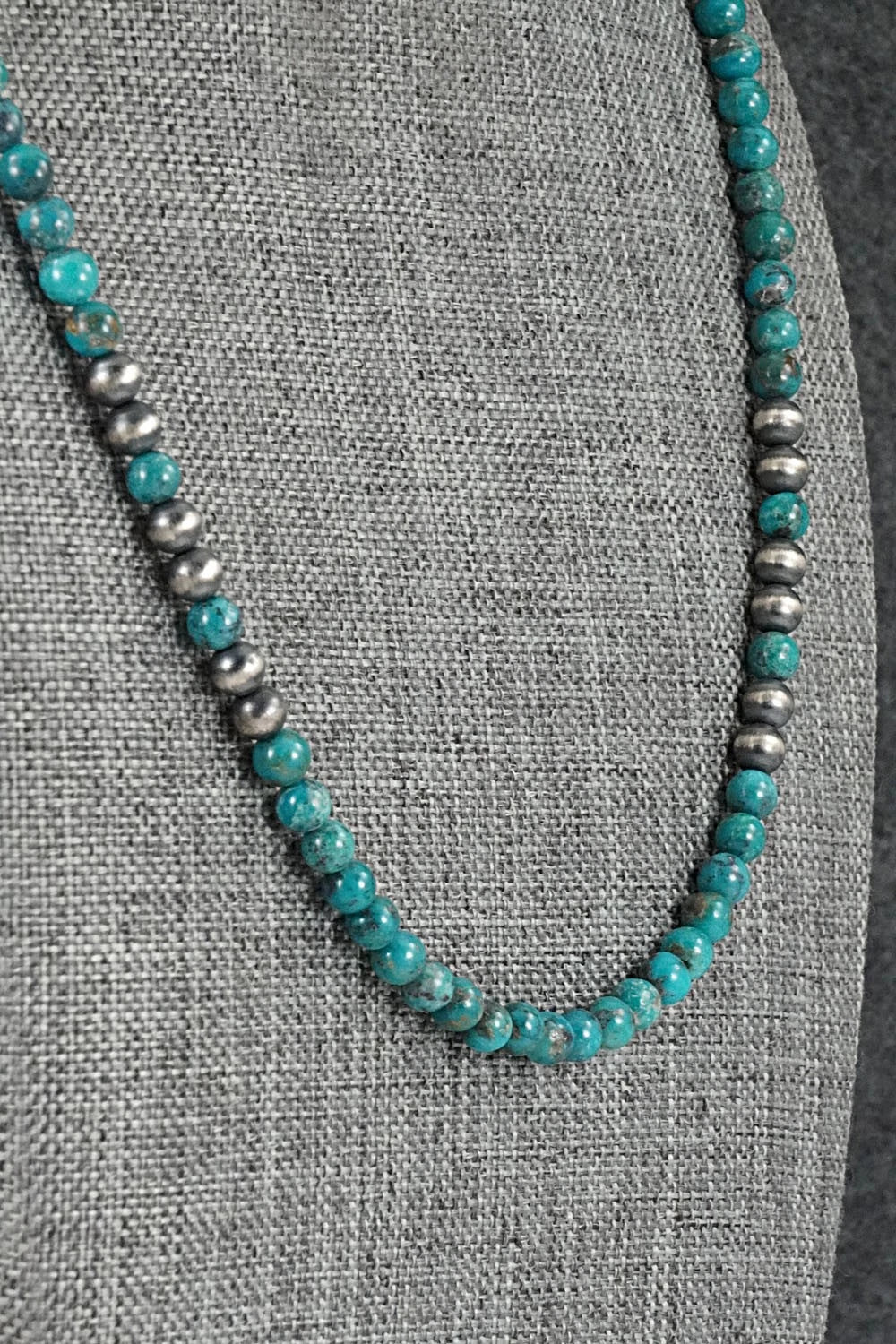 Turquoise & Sterling Silver Necklace 18" - Doreen Jake