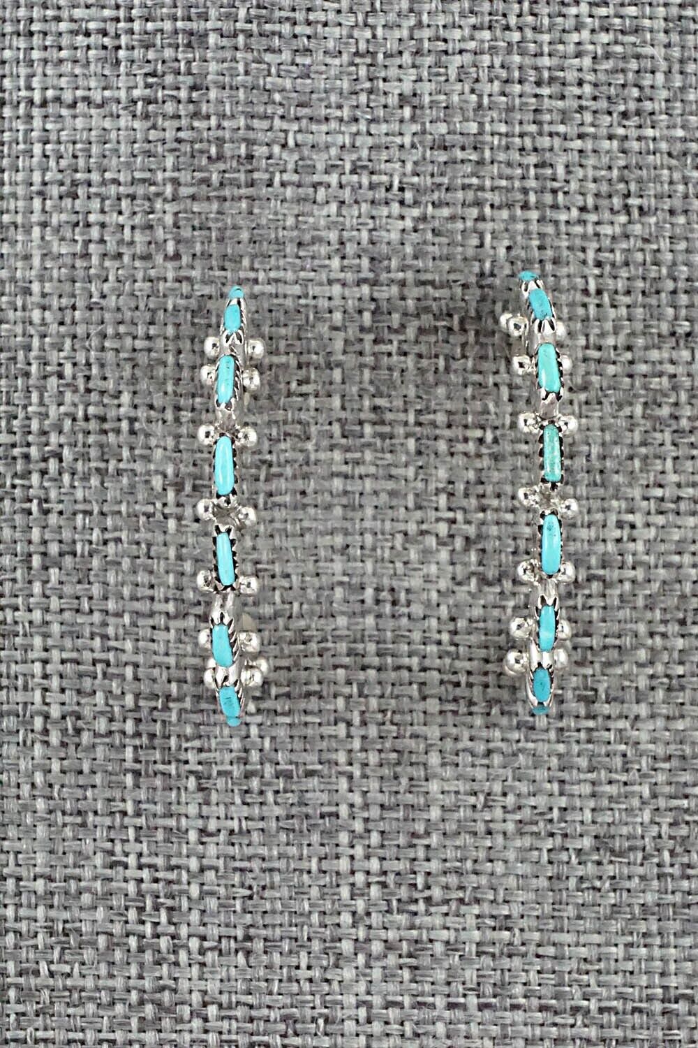 Turquoise & Sterling Silver Hoop Earrings - Leland Tucson