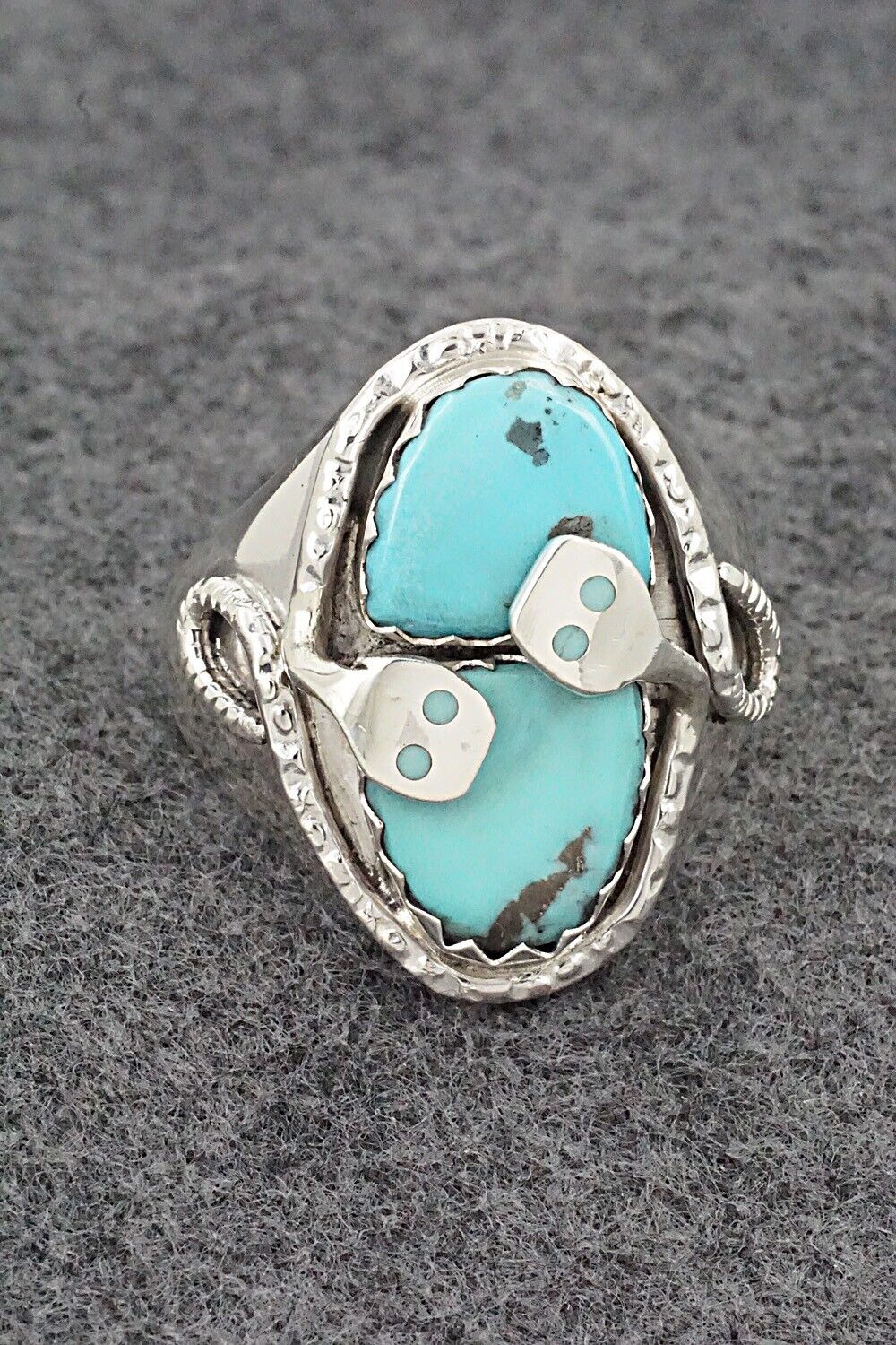 Turquoise & Sterling Silver Ring - Joy Calavaza - Size 13.5