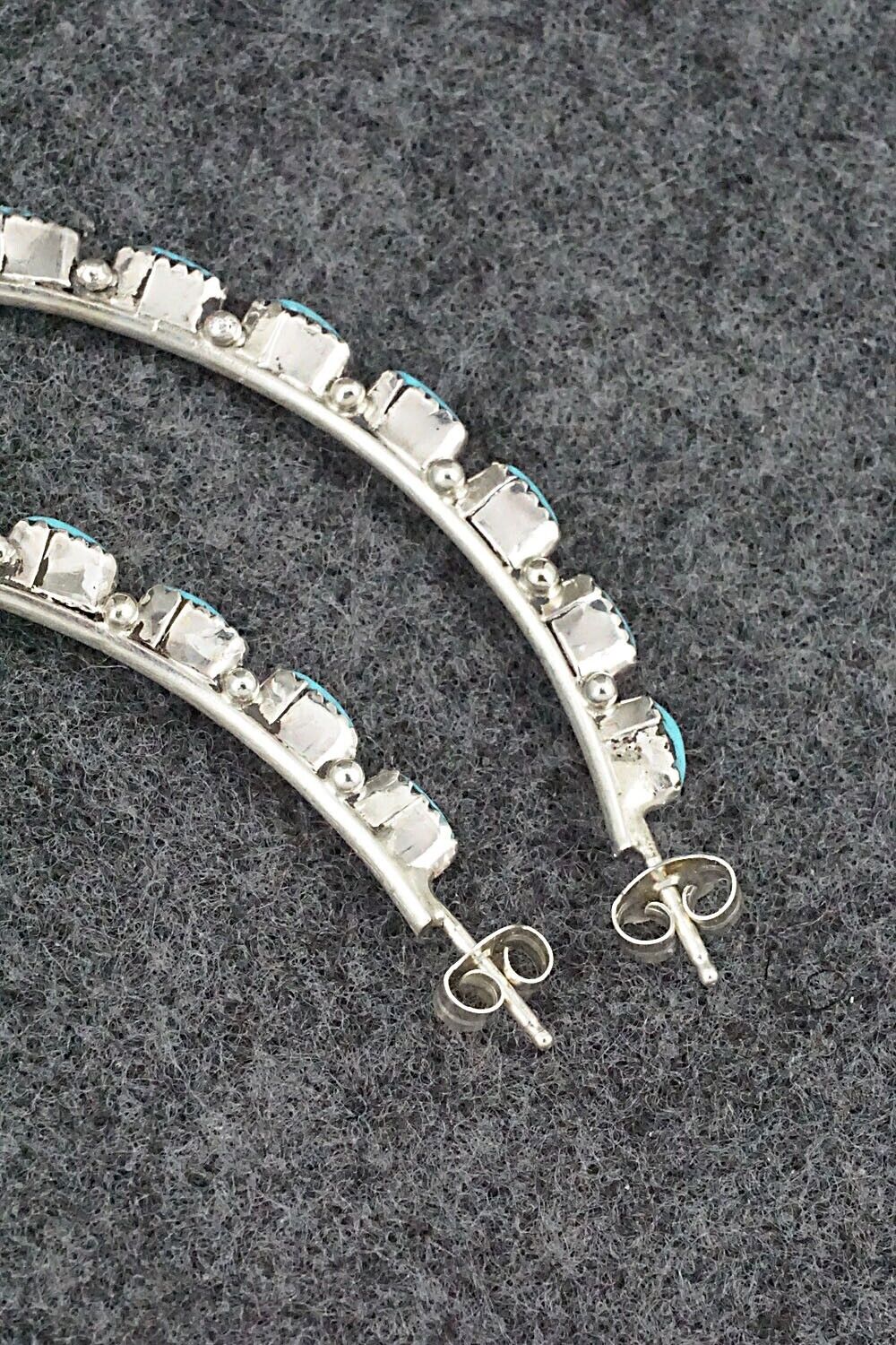 Turquoise & Sterling Silver Hoop Earrings - Aurelia Hughte