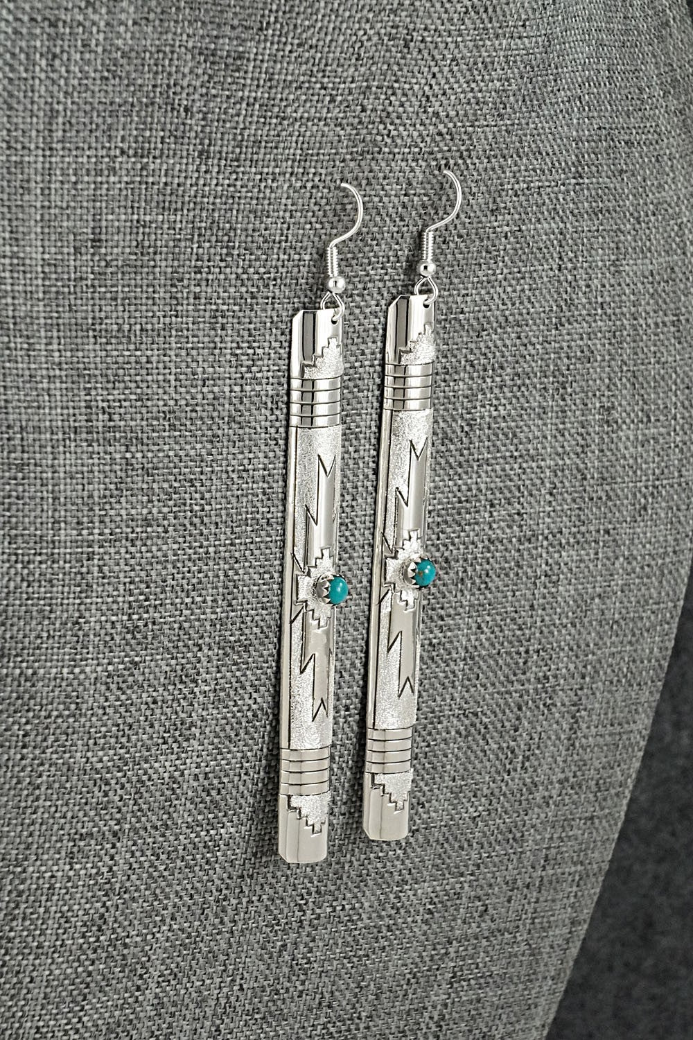 Turquoise & Sterling Silver Earrings - Zane Tahe