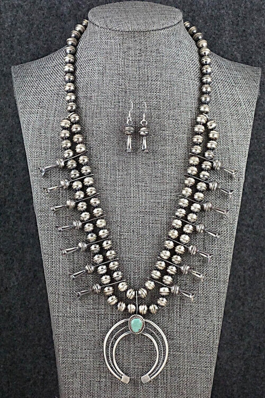 Turquoise & Sterling Silver Squash Blossom Set - Phil Garcia