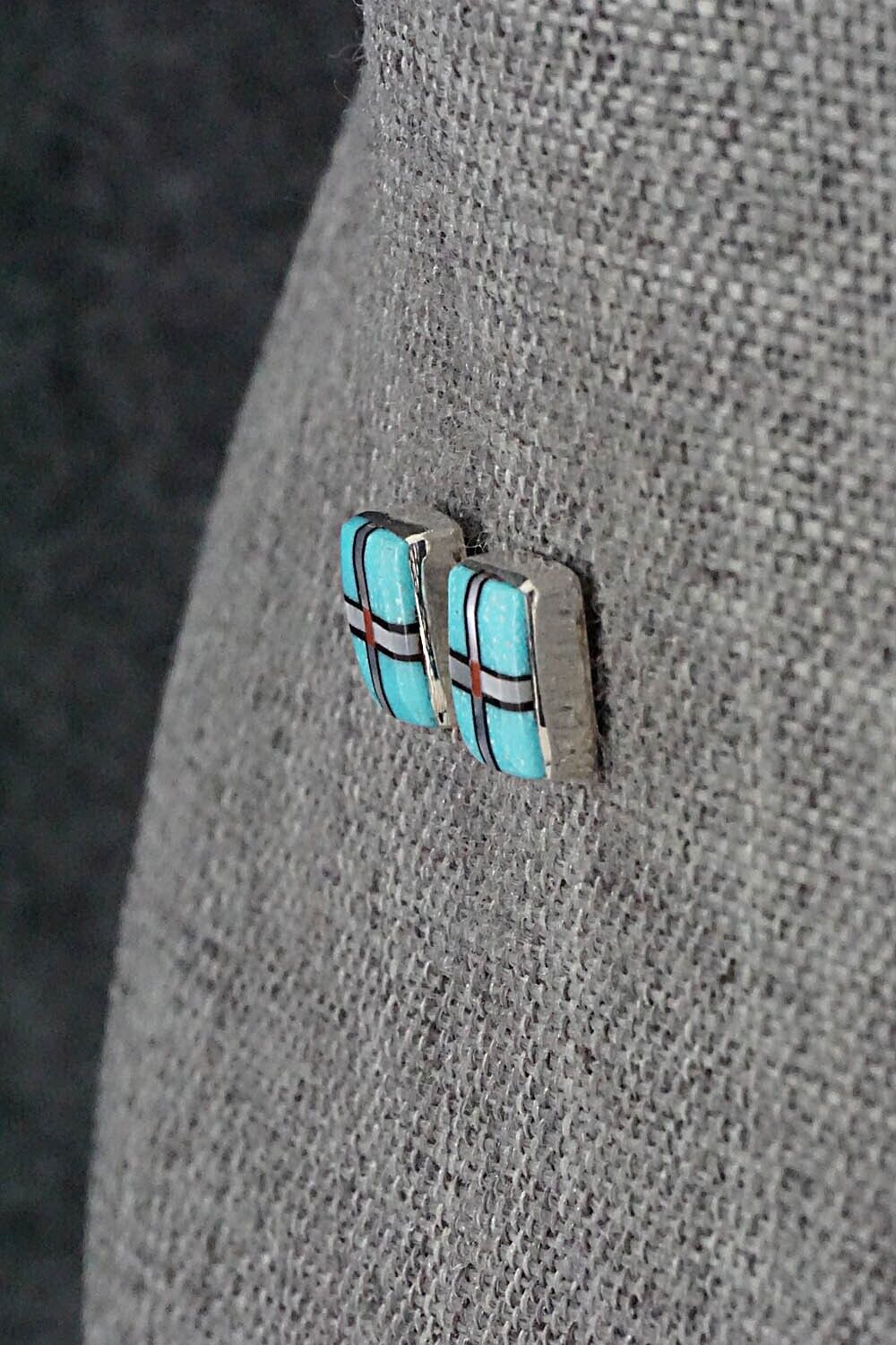 Multi-Stone & Sterling Silver Inlay Earrings - Curley Luarkie