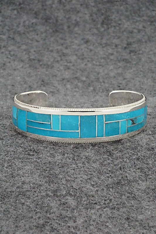 Turquoise & Sterling Silver Inlay Bracelet - Rickel Booqua