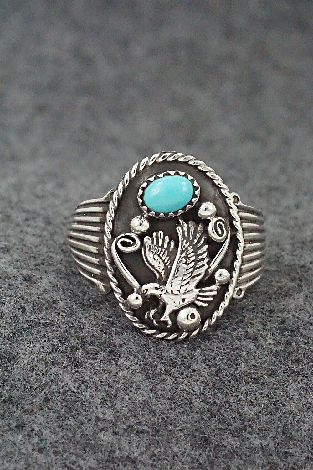 Turquoise & Sterling Silver Ring - Jeannette Saunders - Size 13