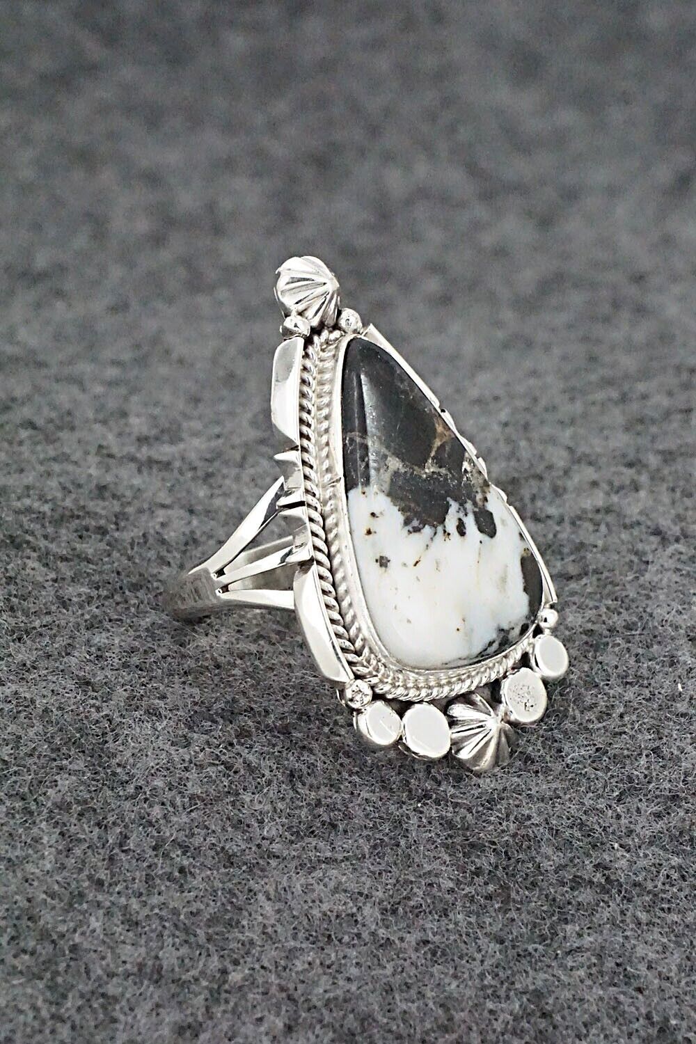White Buffalo & Sterling Silver Ring - Daniel Benally - Size 6.5