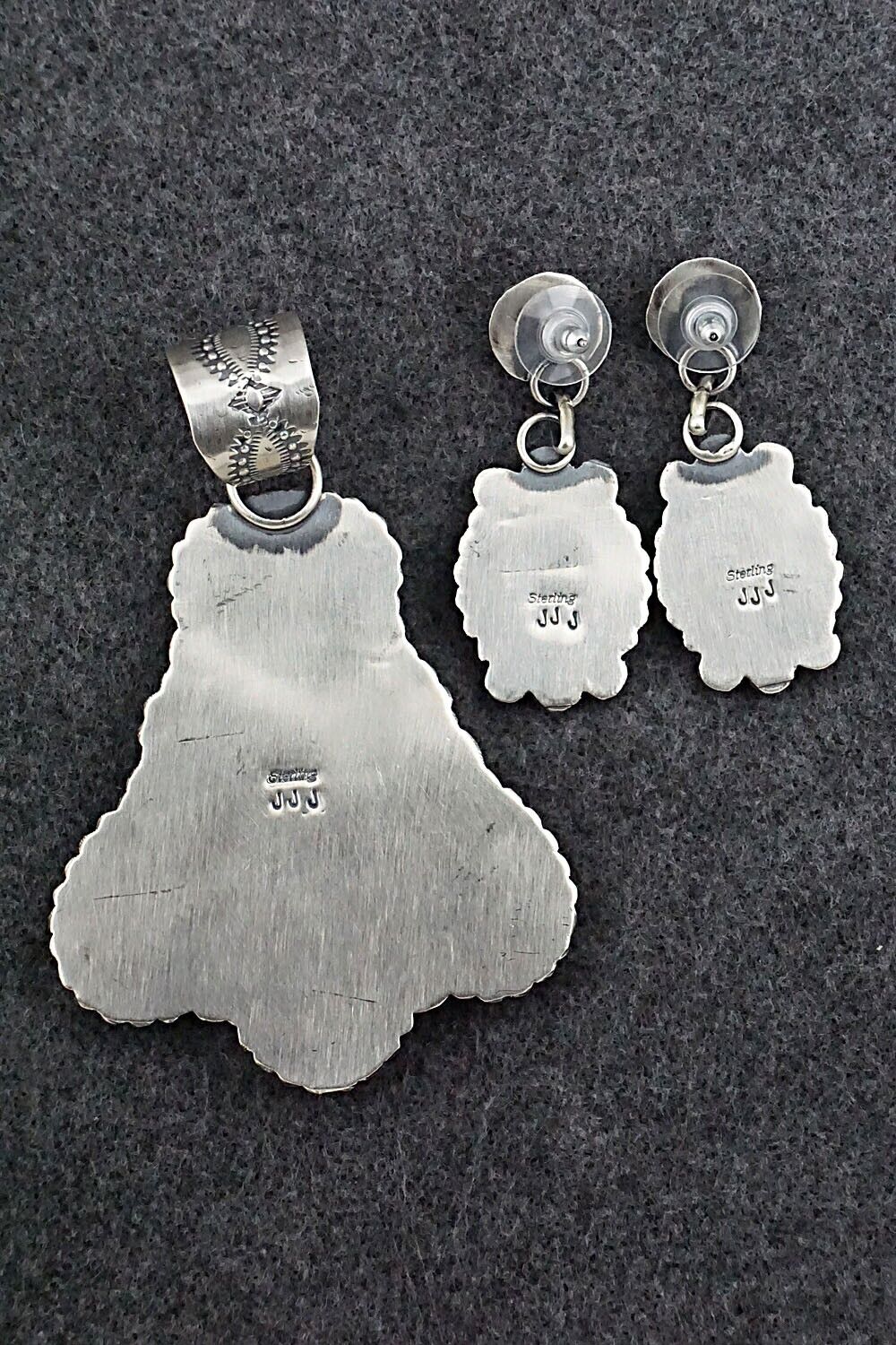 Turquoise & Sterling Silver Pendant and Earrings Set - Jeff James