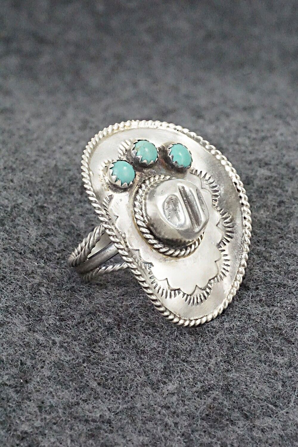 Turquoise & Sterling Silver Ring - Bobby Platero - Size 7