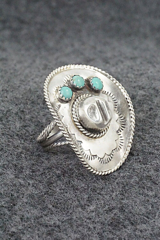 Turquoise & Sterling Silver Ring - Bobby Platero - Size 7