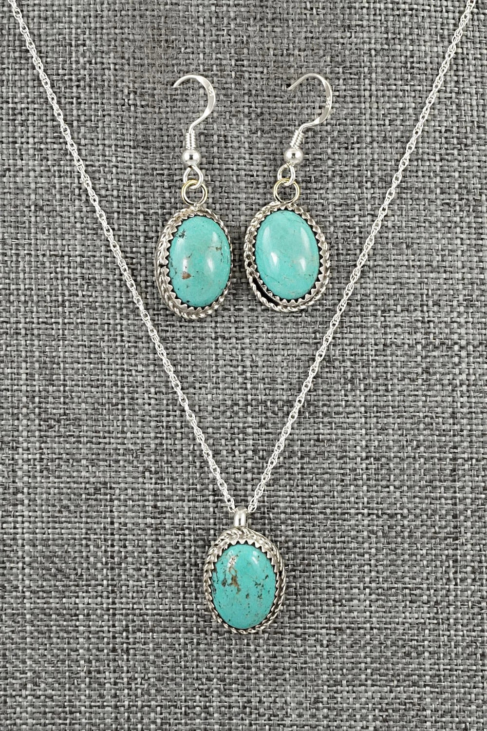 Turquoise & Sterling Silver Necklace Set - Murray Hannaweeka
