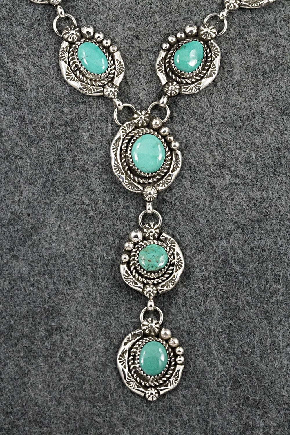 Turquoise & Sterling Silver Necklace and Earrings Set - Phil Nez