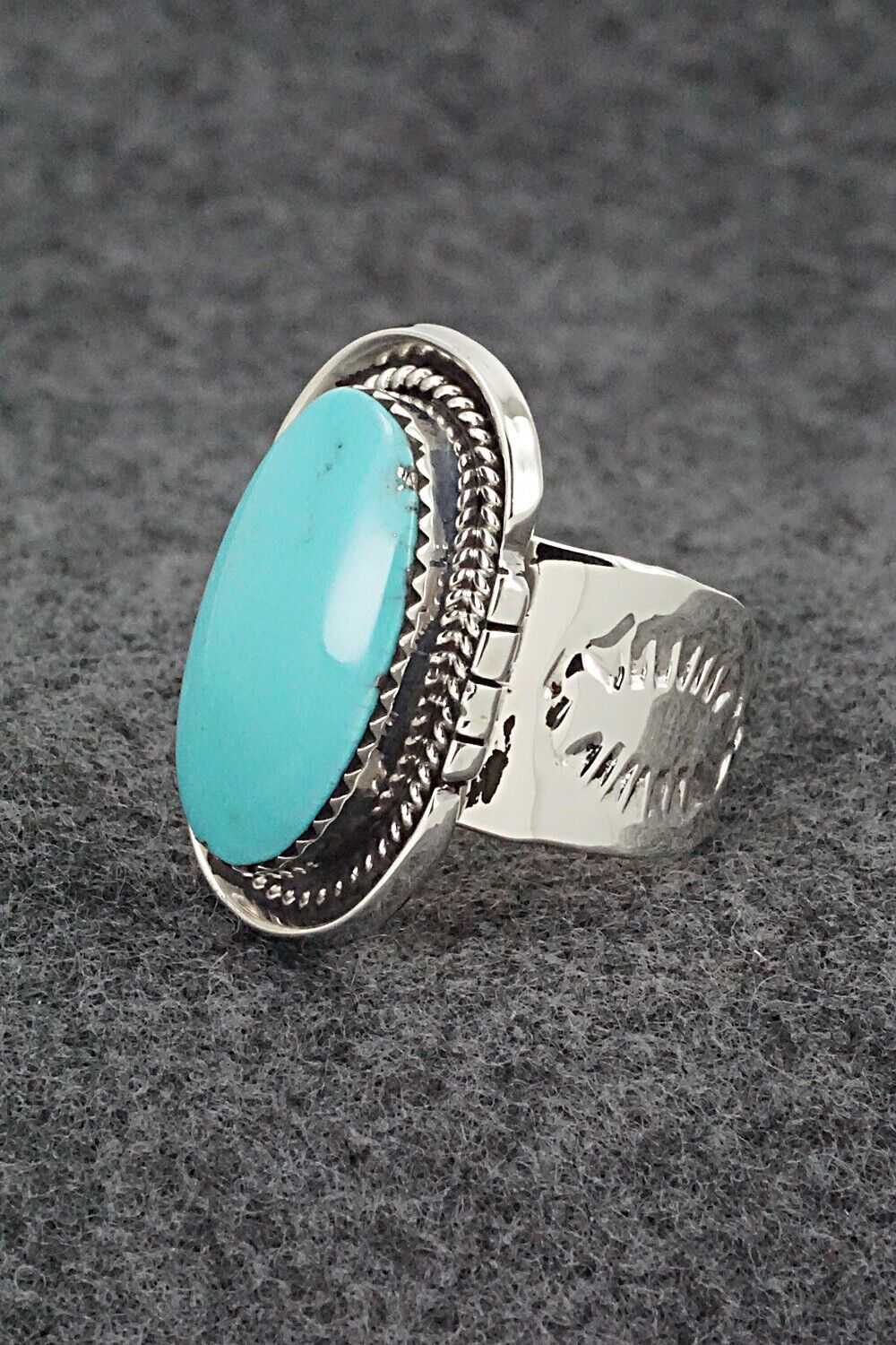 Turquoise & Sterling Silver Ring - Sheena Jack - Size 7.5