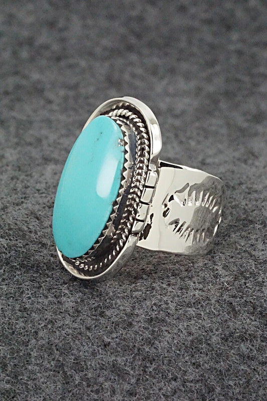 Turquoise & Sterling Silver Ring - Sheena Jack - Size 7.5