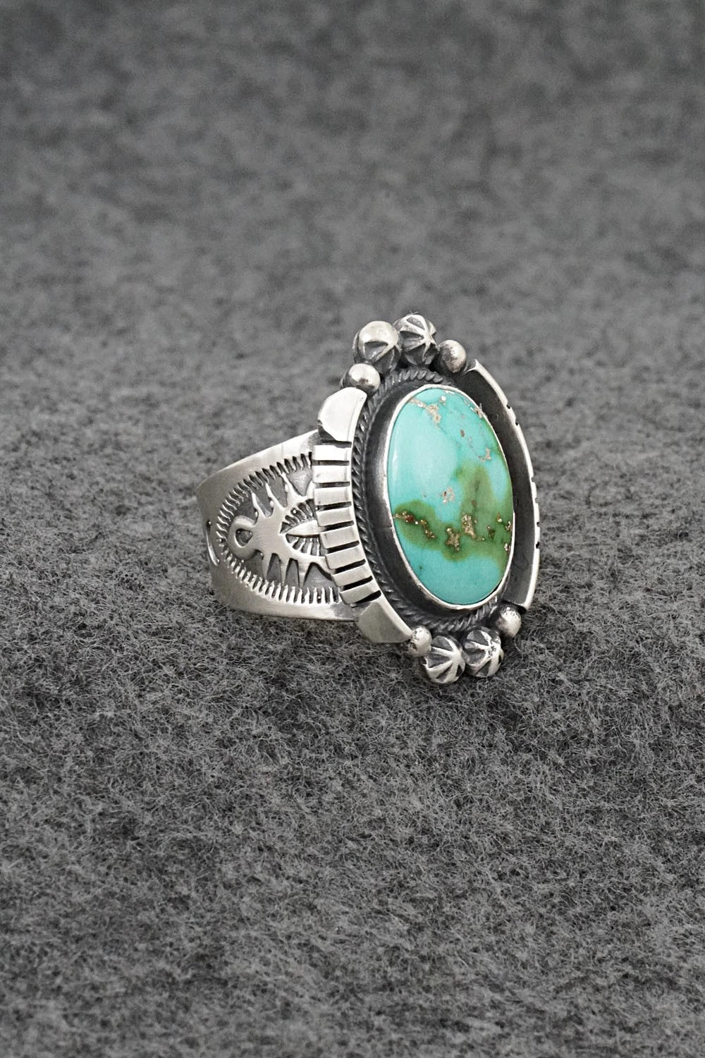Turquoise & Sterling Silver Ring - Samuel Yellowhair - Size 7.5