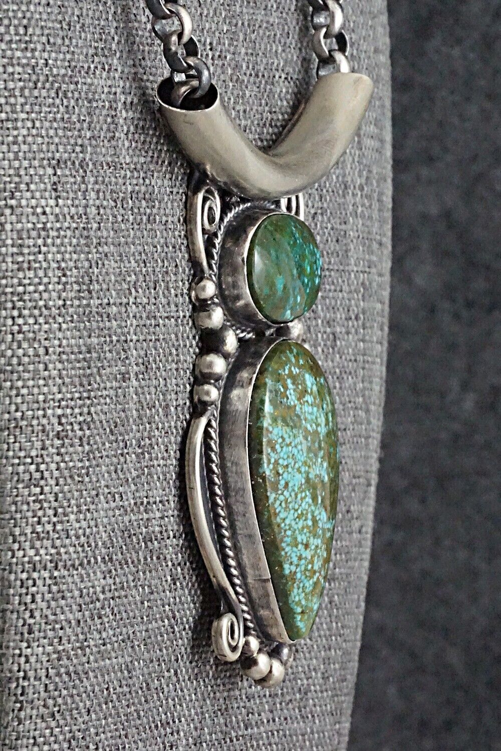 Turquoise & Sterling Silver Necklace - Raymond Delgarito