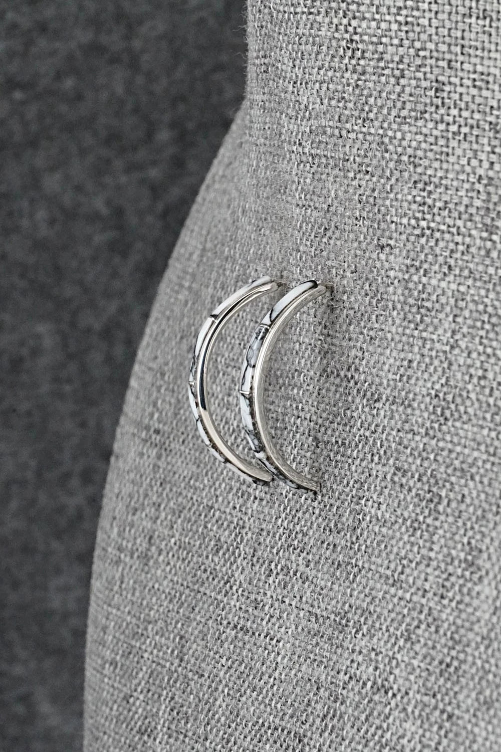 White Buffalo & Sterling Silver Earrings - Nathaniel Johnson