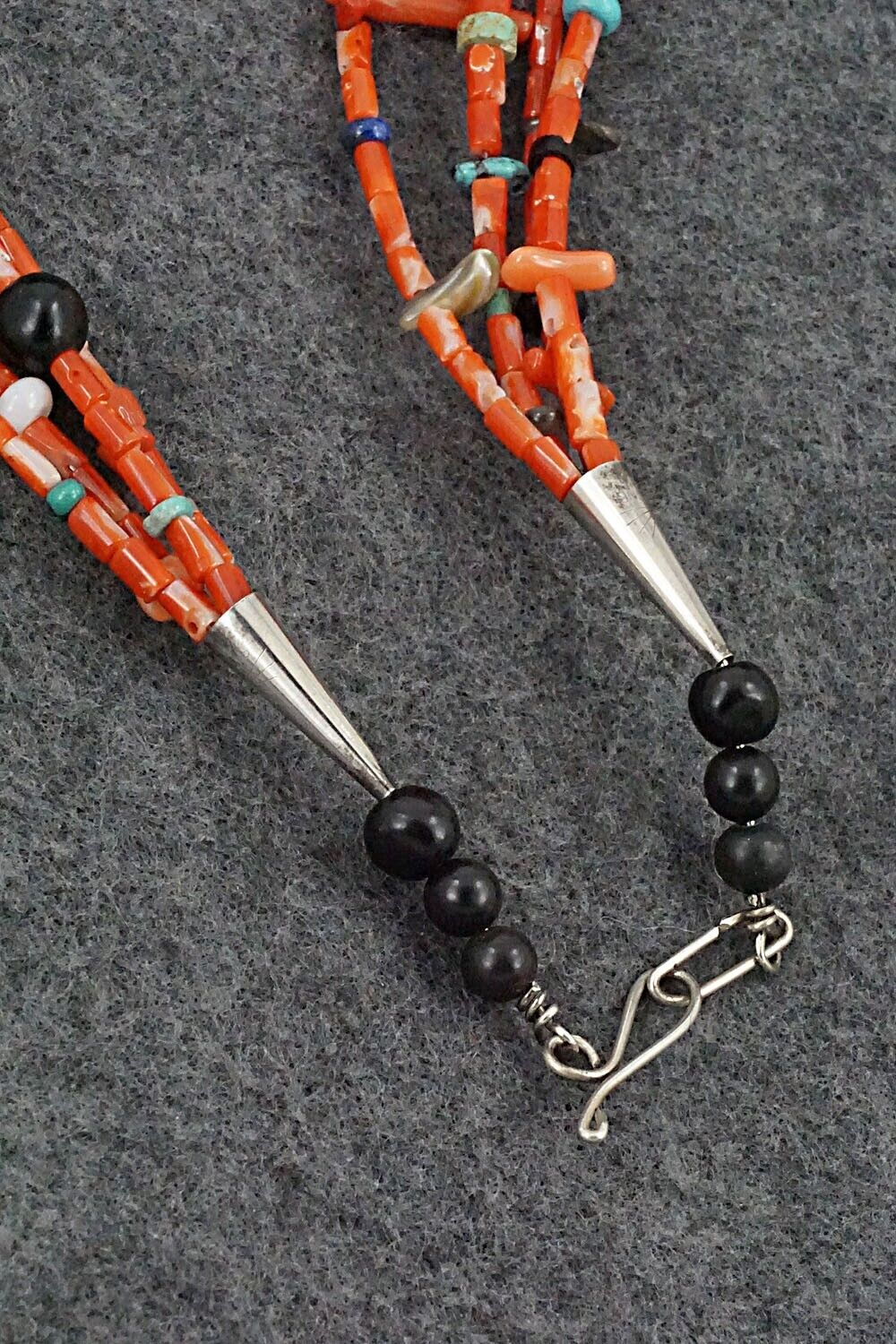 Coral, Multi-Stone Pendant & Sterling Silver Necklace - Chris Nieto