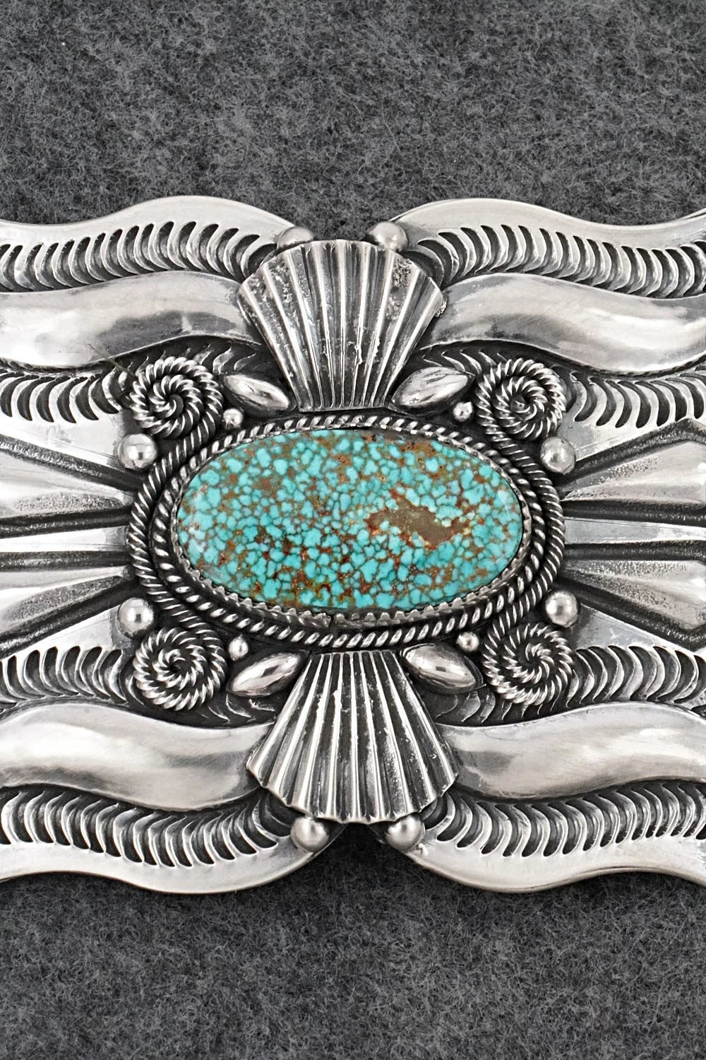 Turquoise & Sterling Silver Belt Buckle - Delbert Gordon