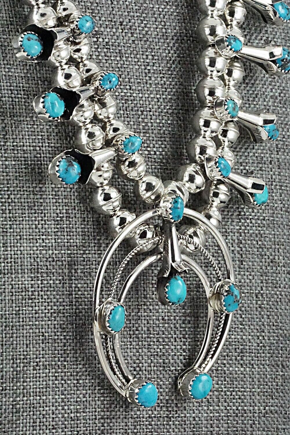 Turquoise & Sterling Silver Squash Blossom Set - Phil Garcia