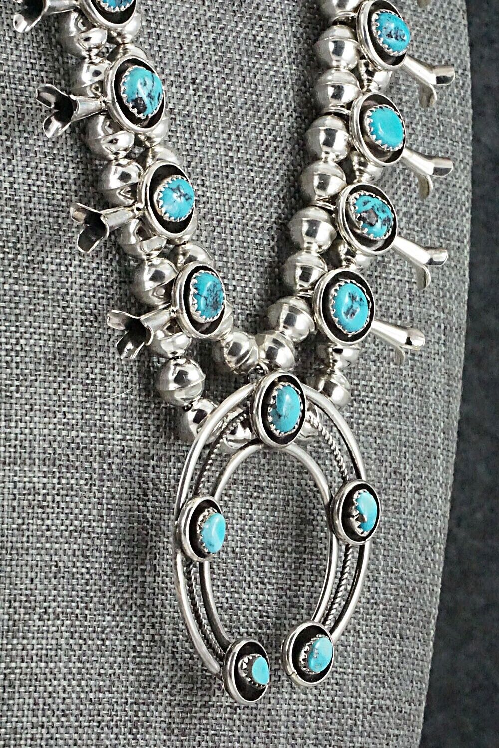 Turquoise & Sterling Silver Squash Blossom Set - Phil Garcia