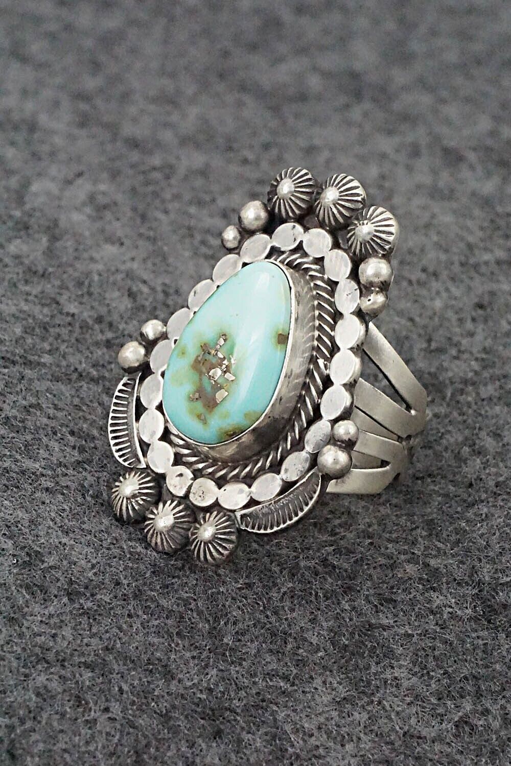 Turquoise & Sterling Silver Ring - Tom Lewis - Size 8