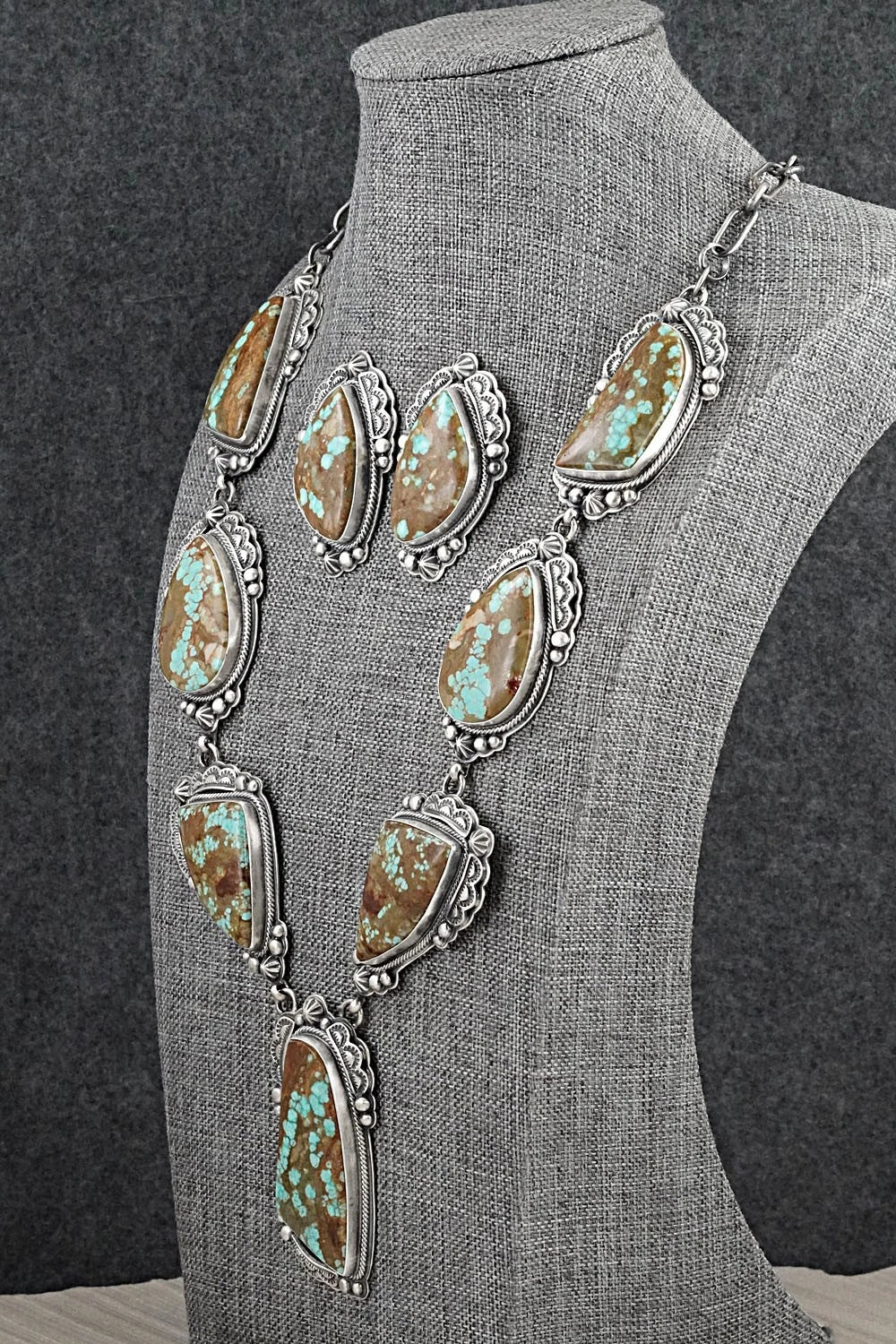 Turquoise & Sterling Silver Necklace and Earrings Set - Randy Boyd