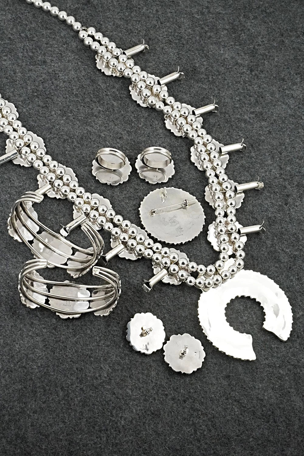 Turquoise & Sterling Silver Squash Blossom Set - Gerald Mitchell