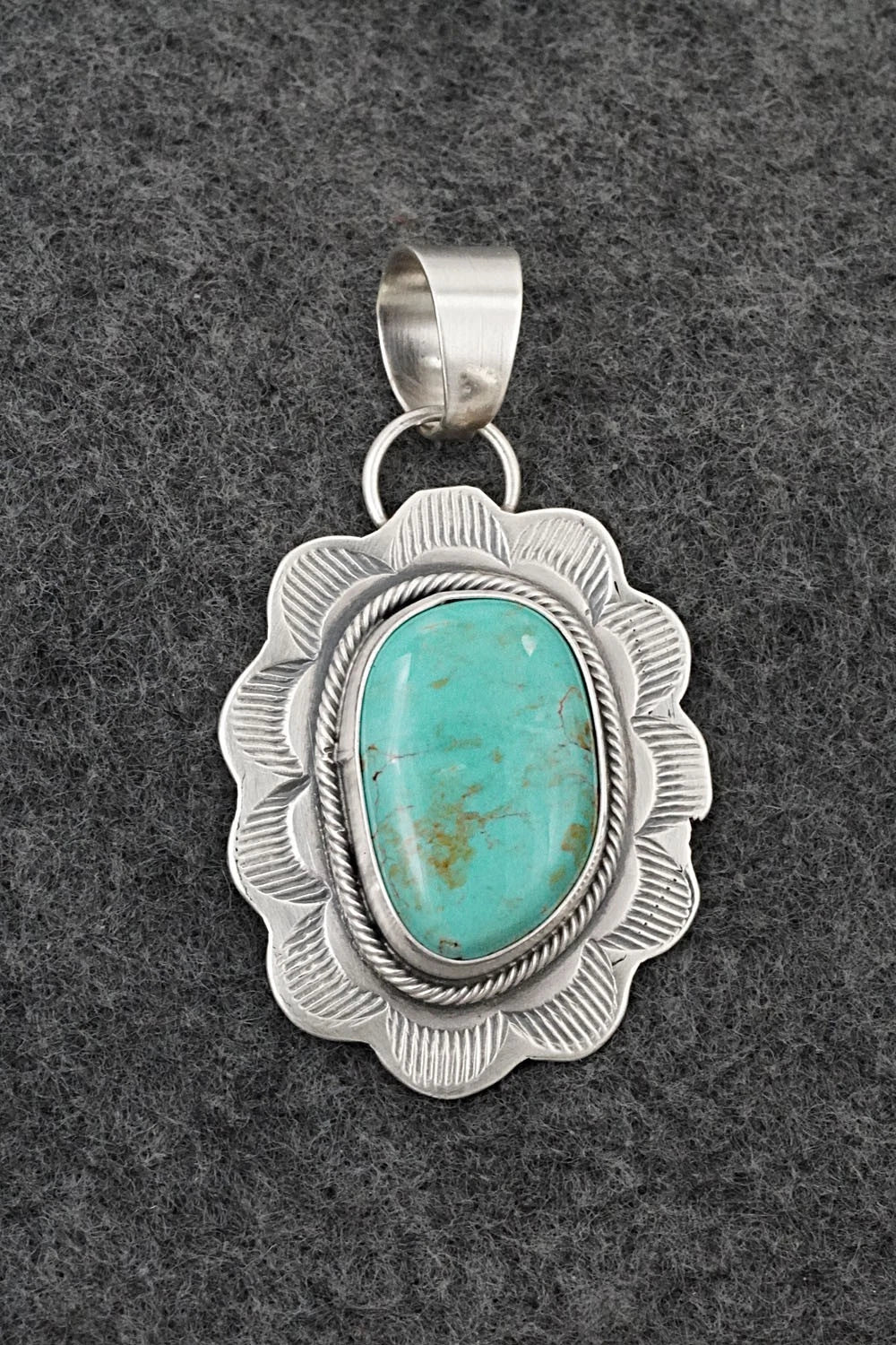 Turquoise & Sterling Silver Pendant - Cordell Platero