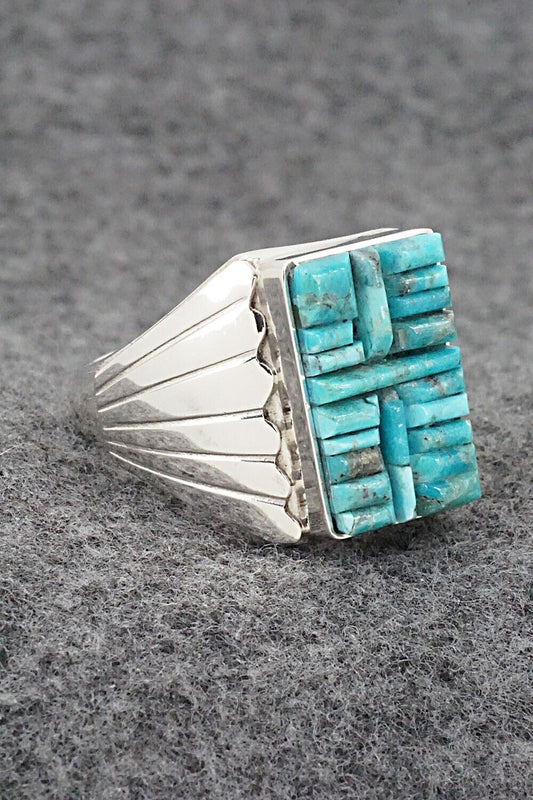 Turquoise & Sterling Silver Ring - Sam Arviso - Size 13