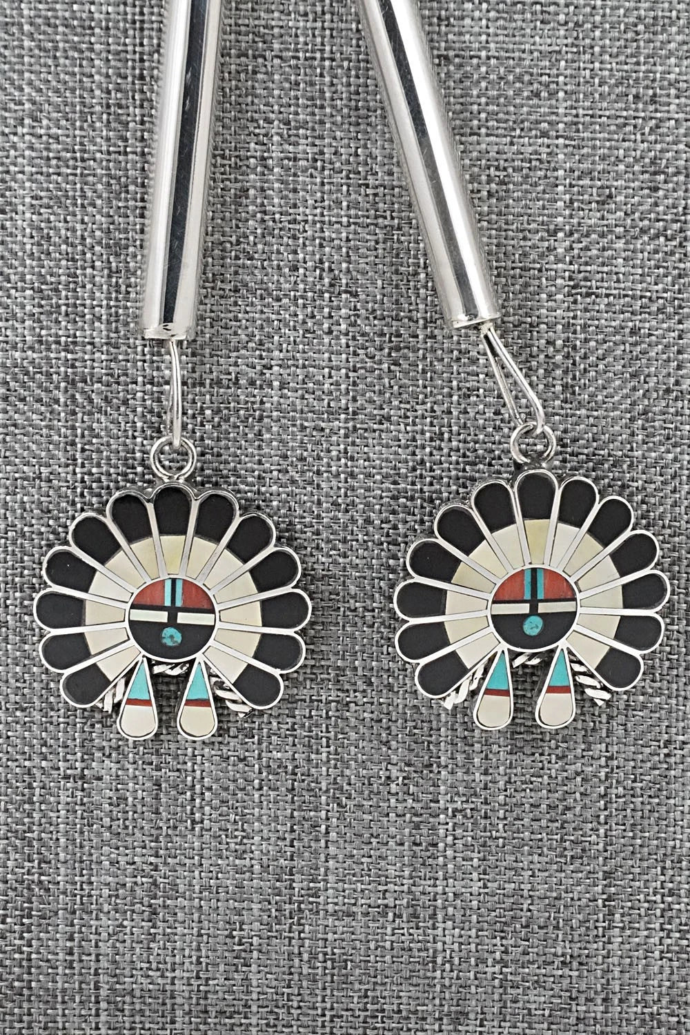 Multi-Stone & Sterling Silver Inlay Bolo Tie - April Unkestine