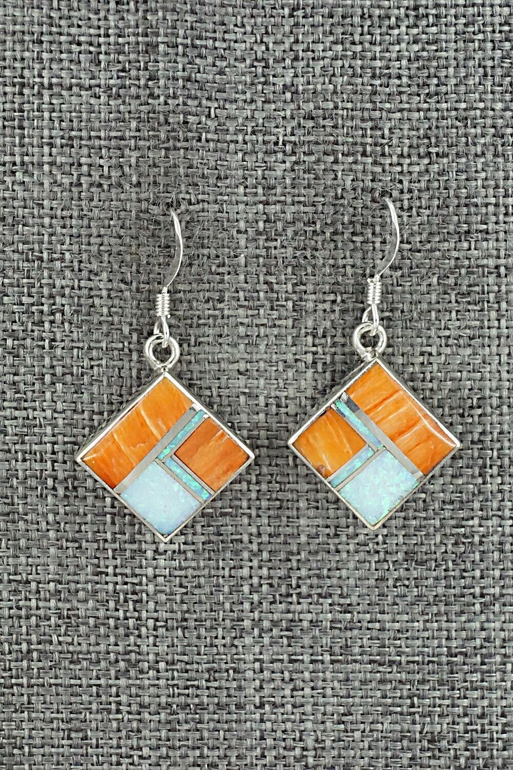 Spiny Oyster, Opalite & Sterling Silver Inlay Earrings - James Manygoats