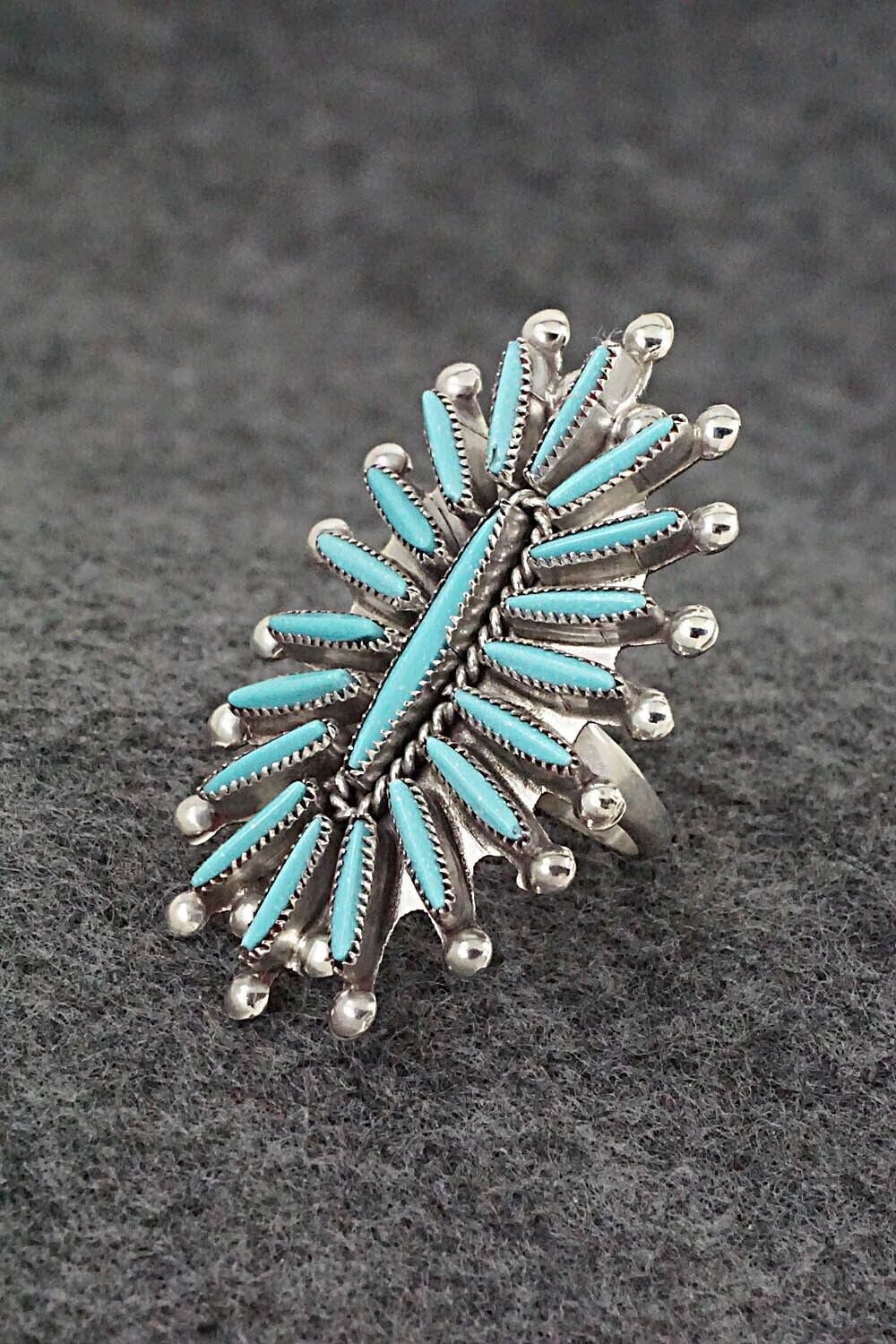 Turquoise & Sterling Silver Ring - Lance & Cordelia Waatsa - Size 5.5