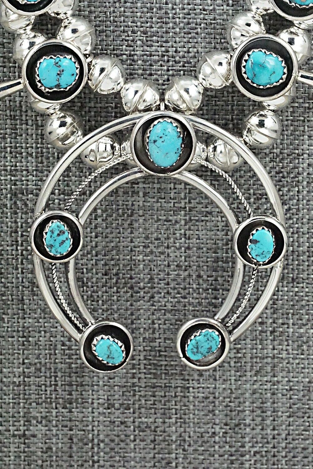 Turquoise & Sterling Silver Squash Blossom Set - Phil Garcia