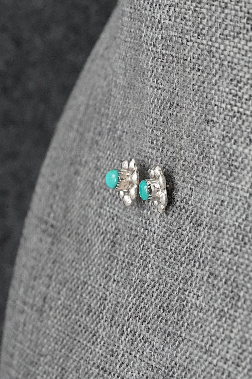Turquoise and Sterling Silver Earrings - Ronald Yatsattie