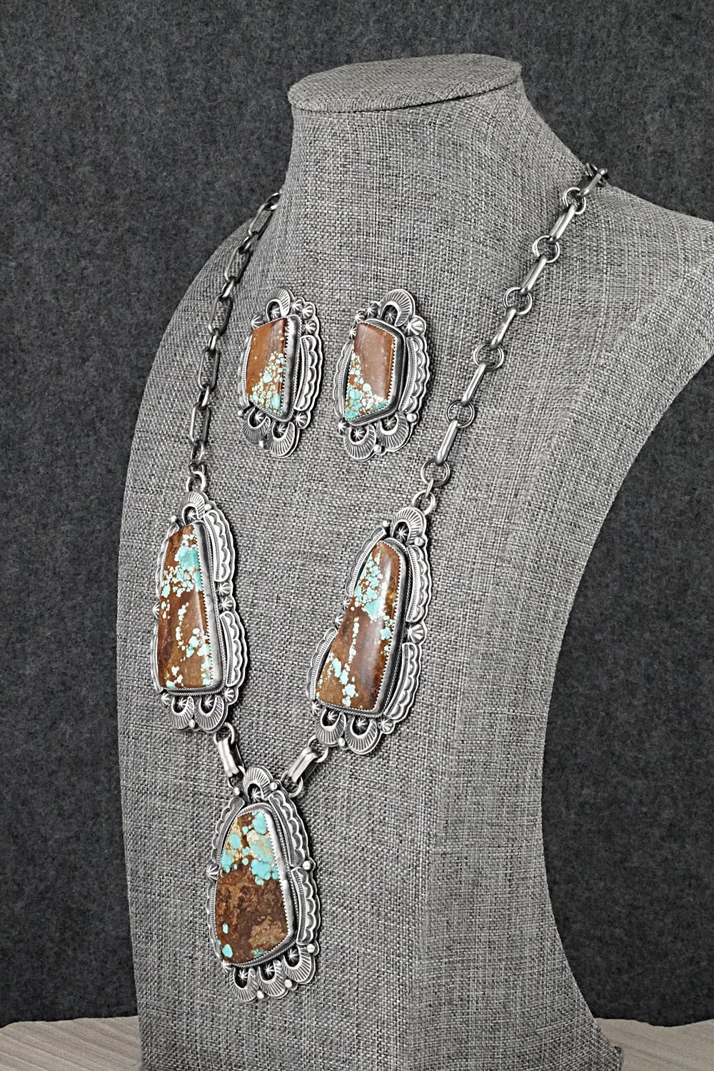 Turquoise & Sterling Silver Necklace and Earrings Set - Randy Boyd