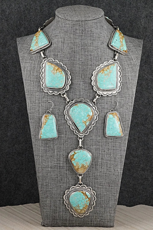 Turquoise & Sterling Silver Necklace and Earrings Set - Bobby Johnson